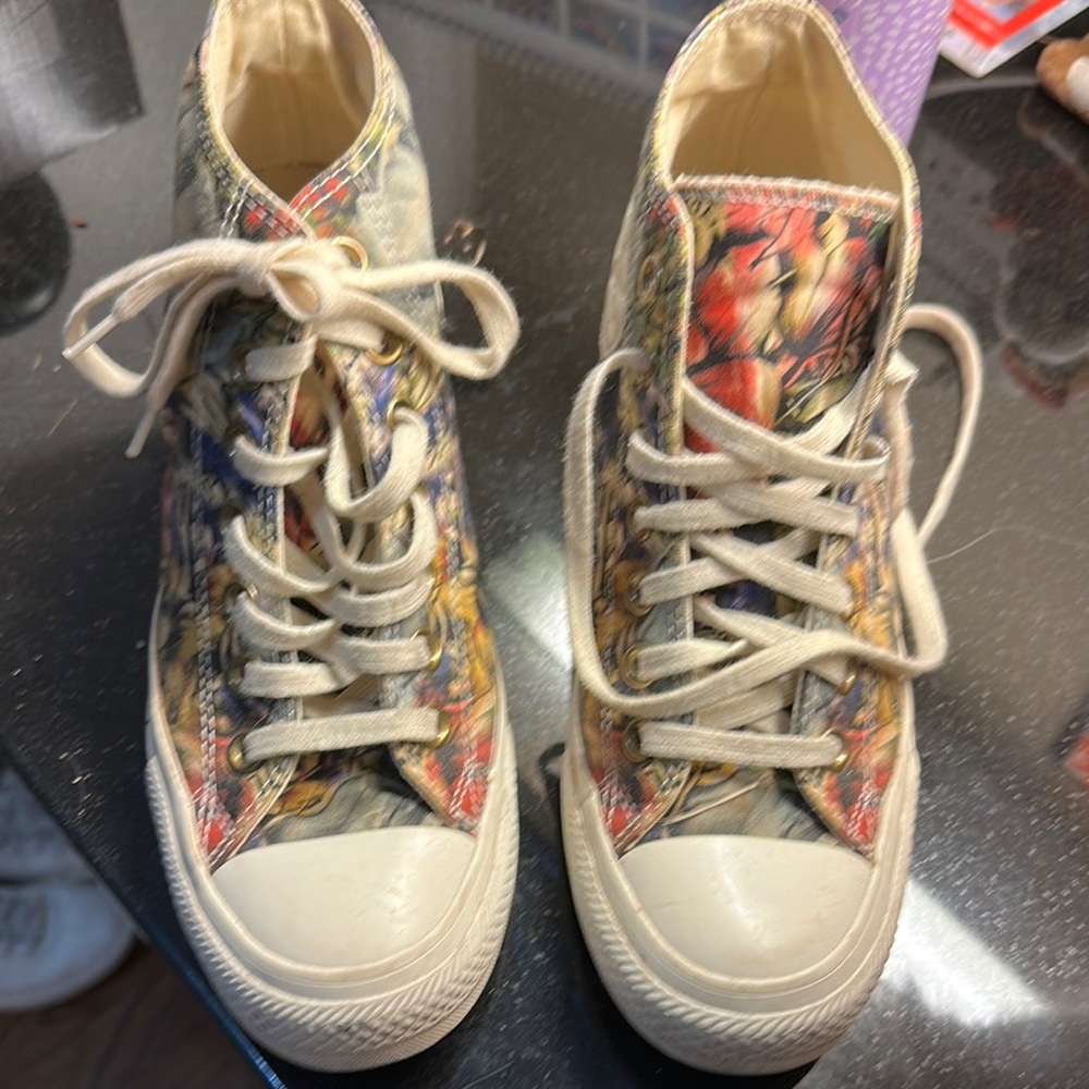 Converse Multicolor Floral High-Tops with Cream Details